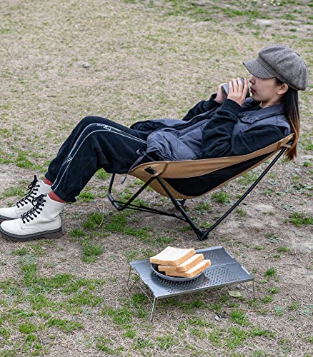 iClimb 1 Low Ground Folding Chair and 1 Extendable Table Bundle, Ultralight Compact for Single Adult Outdoor Beach Camping...