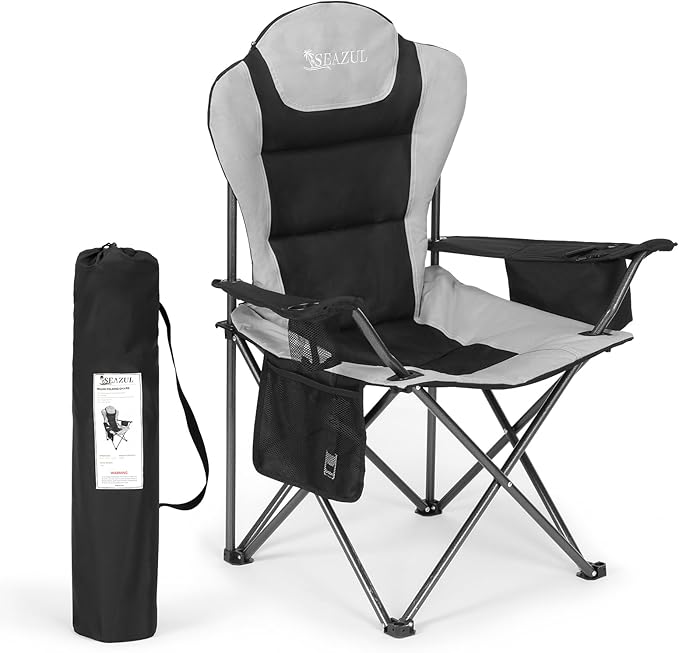 Seazul Camping Chairs for Adults, Camp Chair, Folding Chairs for Outside, Support 380 LBS, Portable Travel Lawn Outdoor Ca...