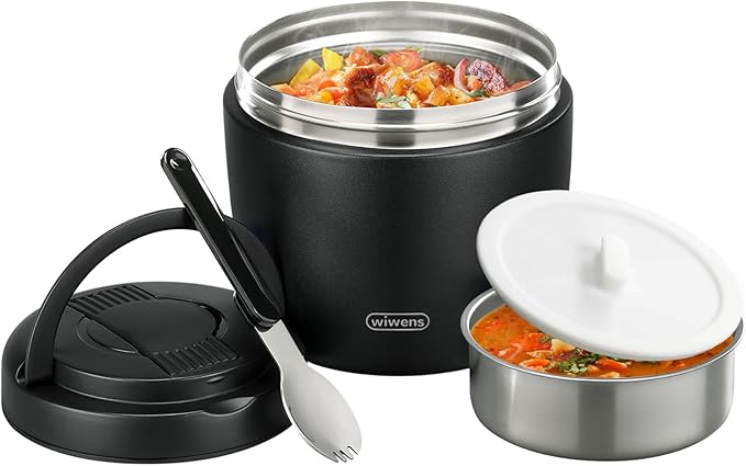 wiwens Thermo Food Jar for Hot Food Adults 32OZ Soup Thermo Lunch Containers Wide Mouth Vacuum Insulated Stainless Steel L...
