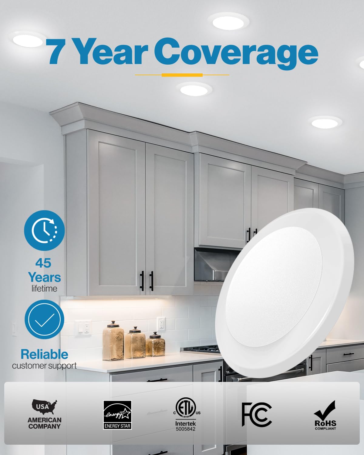 Sunco 48 Pack LED Disc Lights Ceiling 6 Inch, Flush Mount Disk Light, Recessed Can Lighting, 1050 LM, 15W (75W Equivalent), 5000K Daylight, Dimmable, Damp Rated ETL.