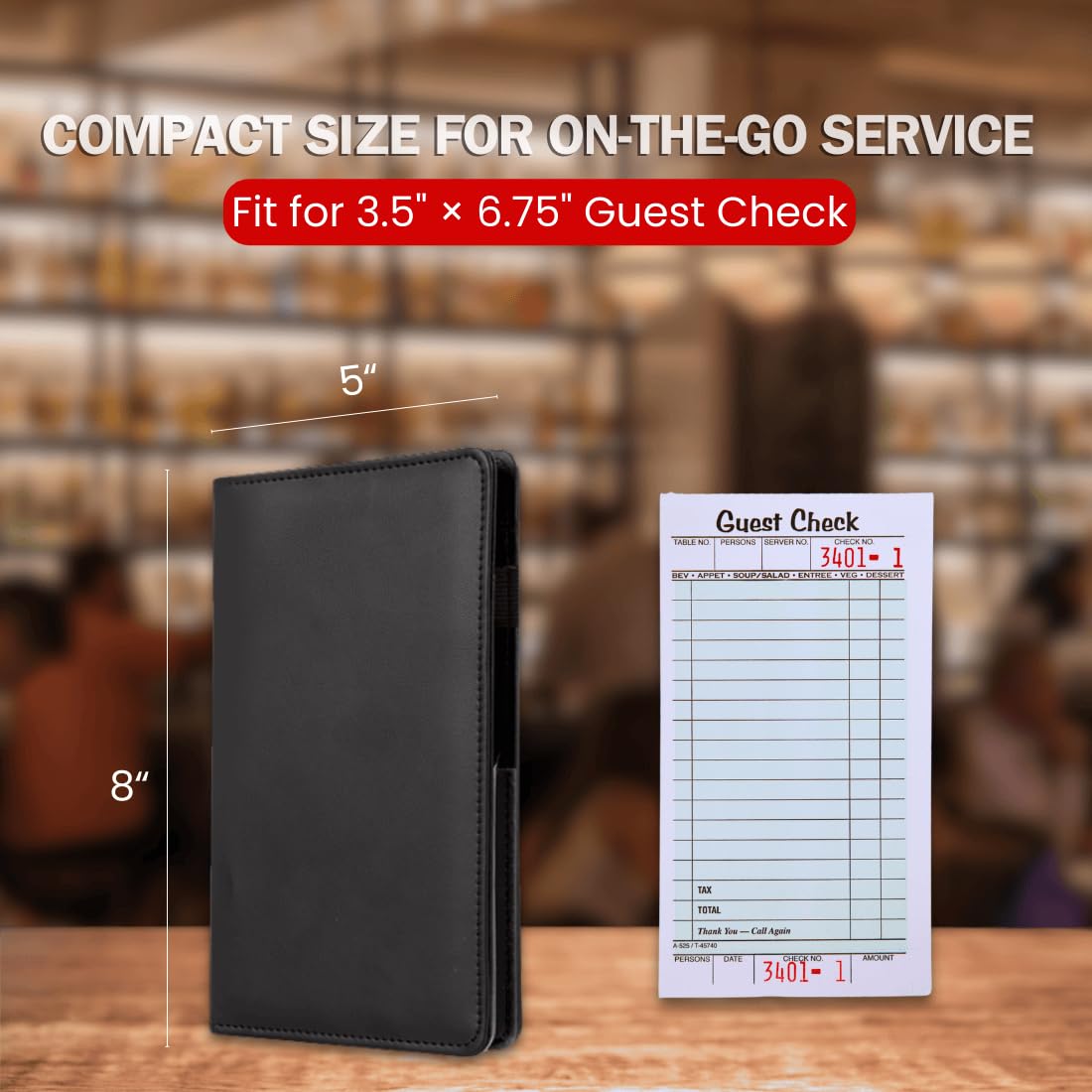 LINTRU Server Book, Reinforced & Durable Server Books for Waitress, Polished & Professional Waitress Book, Organized & Functional Serving Book, Waitress Accessories for Restaurants, Cafes, and Bars