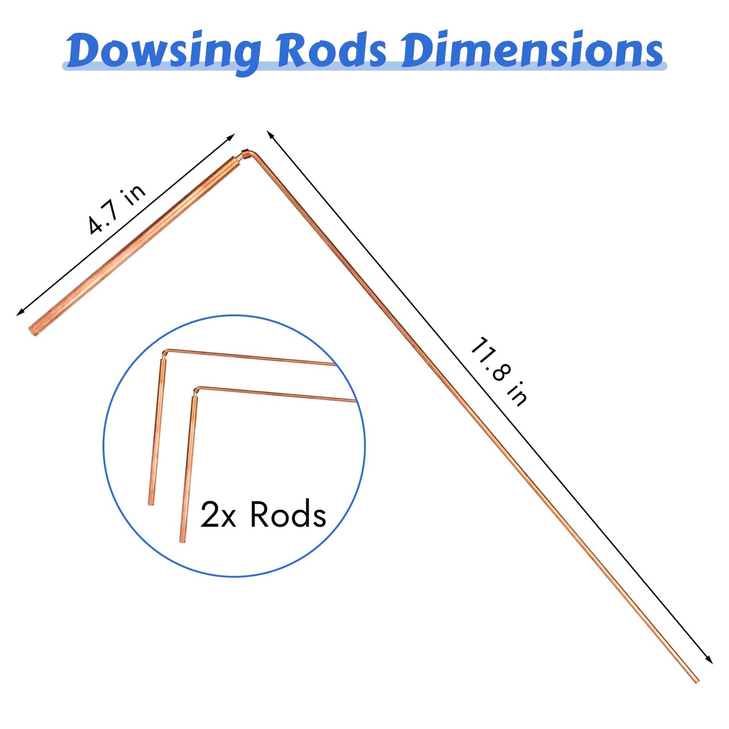 PEASUG Dowsing Rods, 2Pcs Dowsing Rods Copper Spiritual, Copper Dowsing Rods with Bag-Witching Divining Rods for Finding Water, Detect Gold, Locating Lost Items, Ghost Hunting