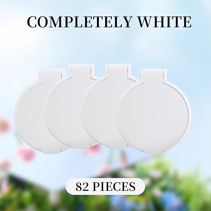 82 Pcs Compact Mirror Bulk, Women Portable Mini Folding Round Makeup Mirror for Purse, Travel, and Daily Use (White)
