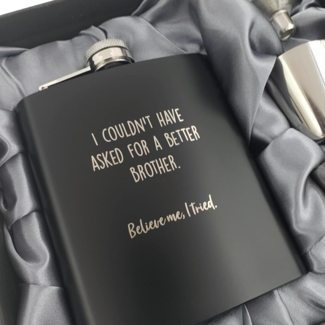 Birthday Gifts for Brother Adult, Brother Gifts from Sister Funny, Brother of the Bride Gifts, Gifts for Brothers, Funny Gifts for Brother, Gag Gifts for Brother, Better Brother I Tried Flask