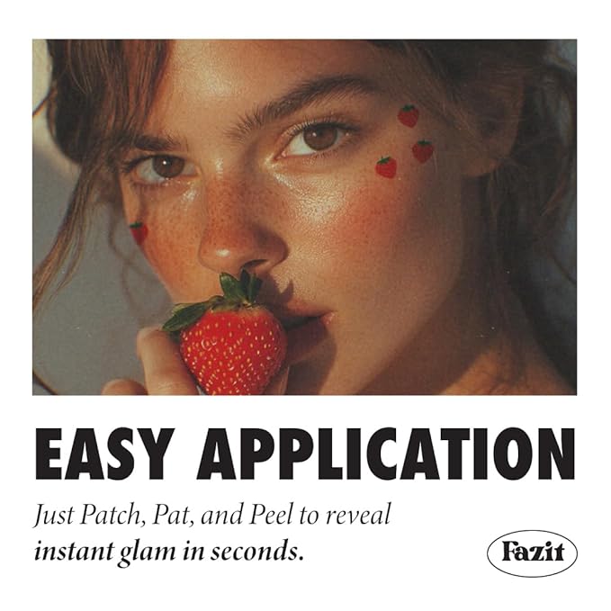 Fazit Makeup Patches - Face Makeup Patches - Beauty Face Makeup - Strawberry Speckles - Waterproof Strawberry Speckles - Temporary Face Strawberry Speckles For Women - 6 count