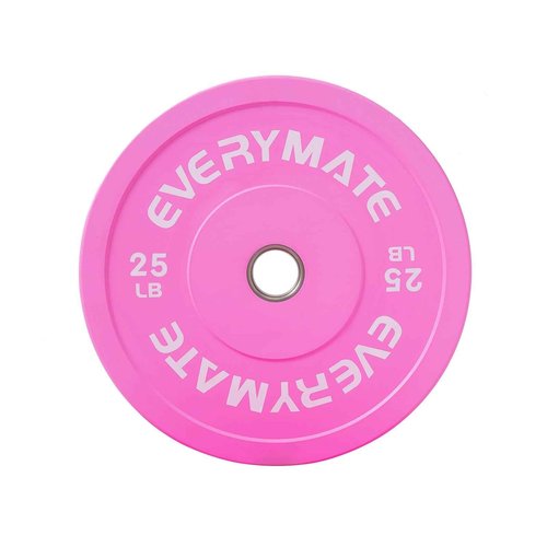 EVERYMATE 25LB Olympic Bumper Plates Pink Bumper Plates Set Weight Plates for Cross Training and Olympic Weightlifting, 2 Inch Bumper Plates,1 Bumper Plate