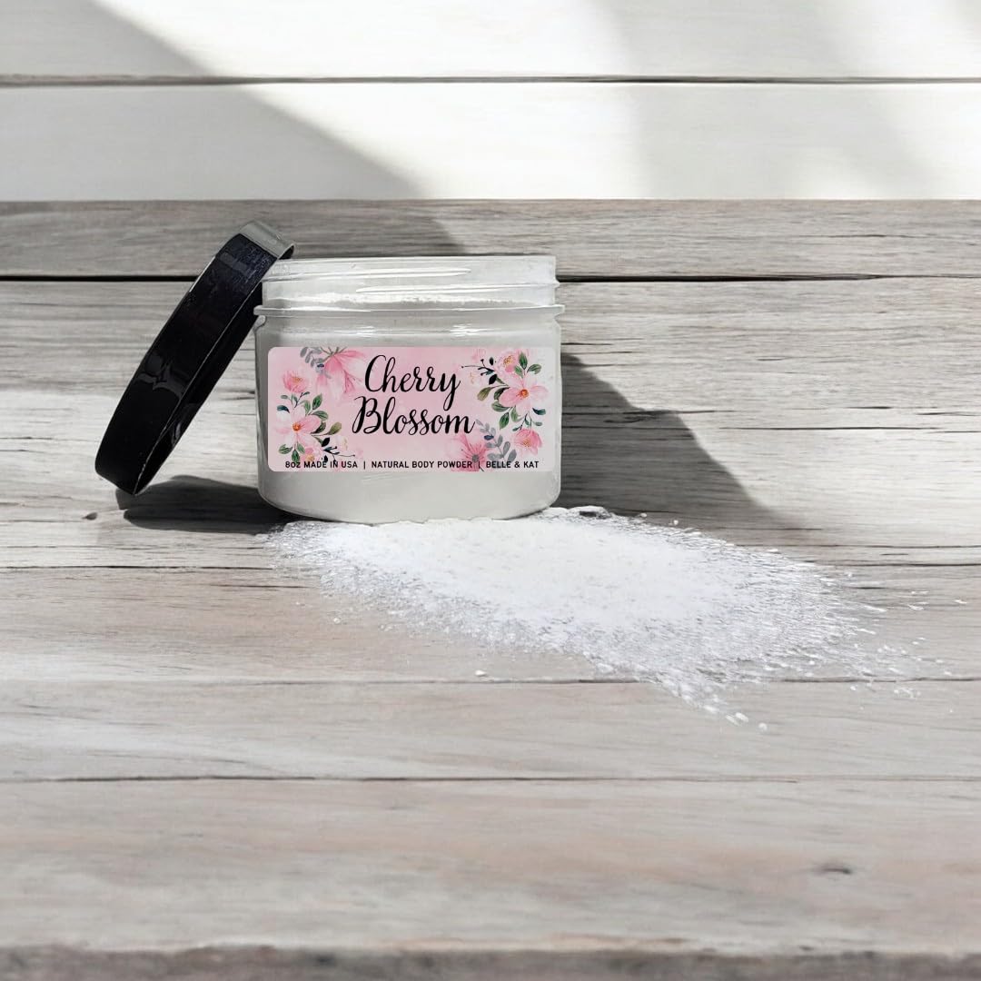 Cherry Blossom - Scented Body Dusting Powder for Men & Women - 8oz Large Container with Lid - Made in USA