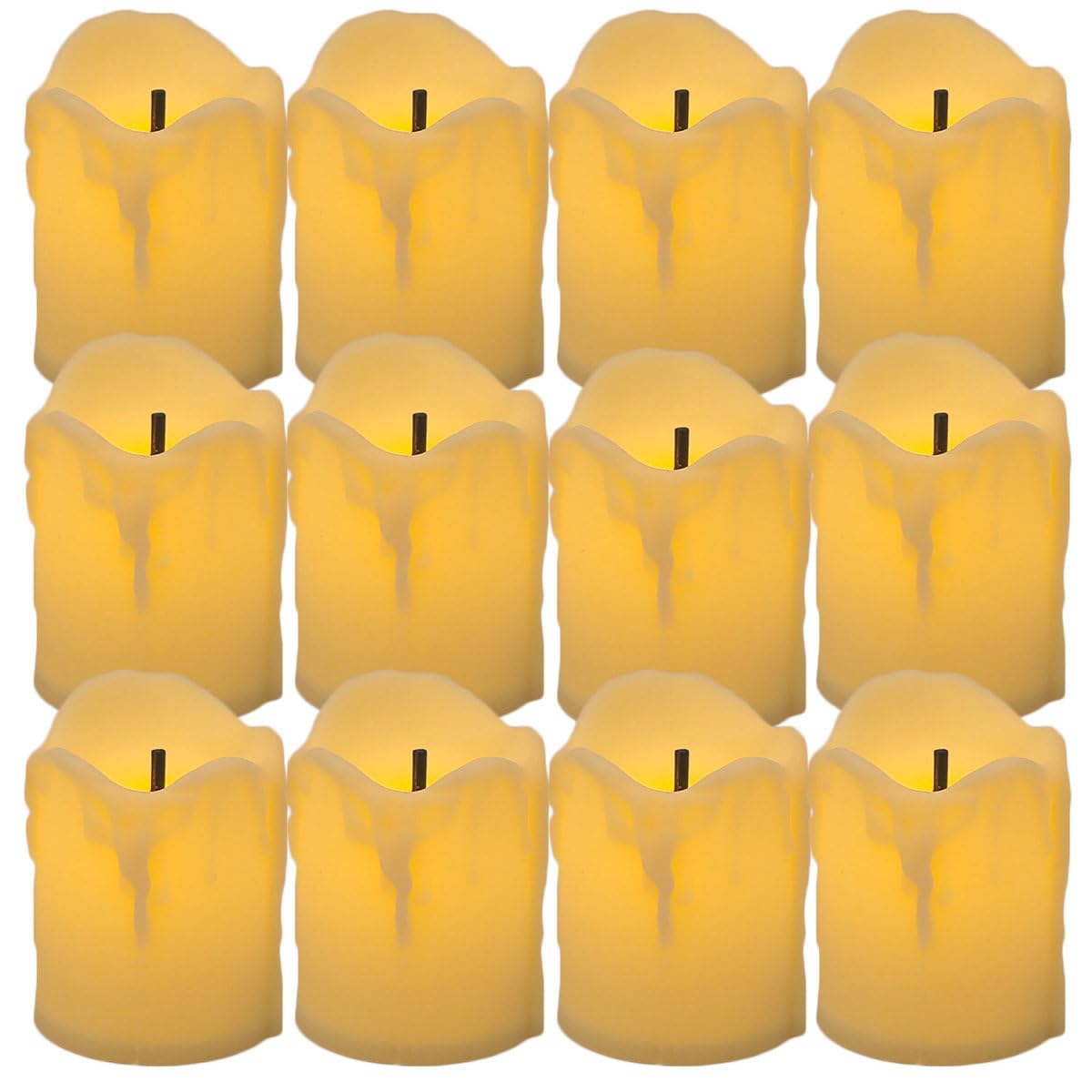 FireflyStar LED Tealight Candle 12pcs Led Votive Candle Battery Powered Tea Light Candles Amber Flameless Candle for Halloween Decorations