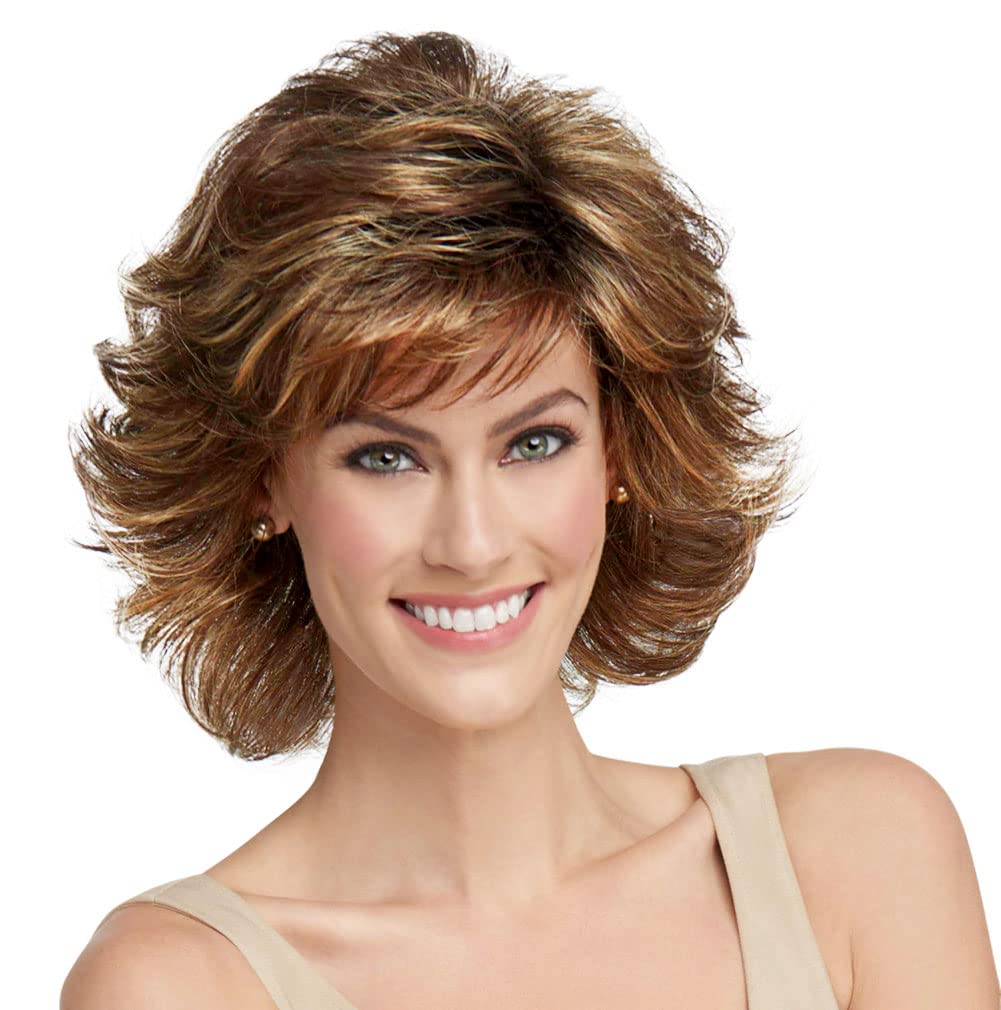 Raquel Welch Breeze, Short Textured Layers With A Feathered Bob Style Hair Wig For Women, ss14/88 Shadow Shade Golden Wheat by H