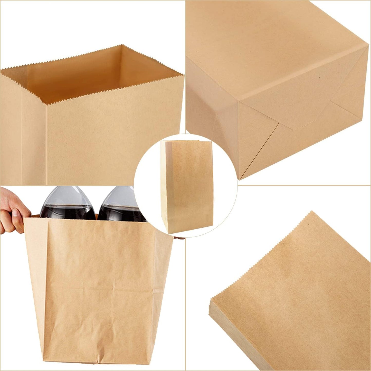 BadenBach 50 Pack 12 Lb Brown Paper Lunch Bags, 12.5" x 7" x 4.3" Large Bread Bags Bulk, Heavy Duty kraft Paper Sacks for Grocery Wrapping, Retail Shopping, Bakery, Party Favors