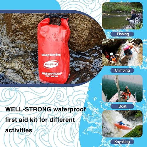 WELL-STRONG Waterproof First Aid Kit Roll Top Boat Emergency Kit with Waterproof Contents for Fishing Kayaking Boating Swi...