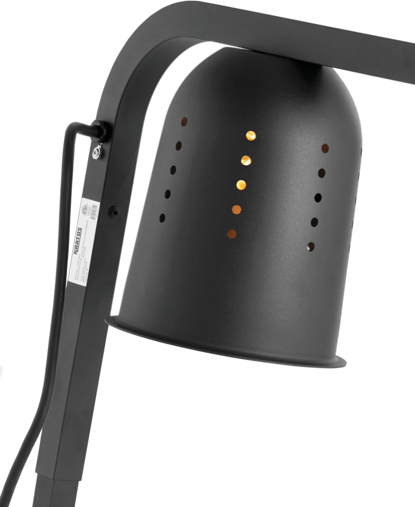 Kratos Commercial Bulb Warmer, One Bulb Heat Lamp for Food, Black, 120V, 250 Watts, Countertop Electric Food Warmer for Restaurants (31M-002)