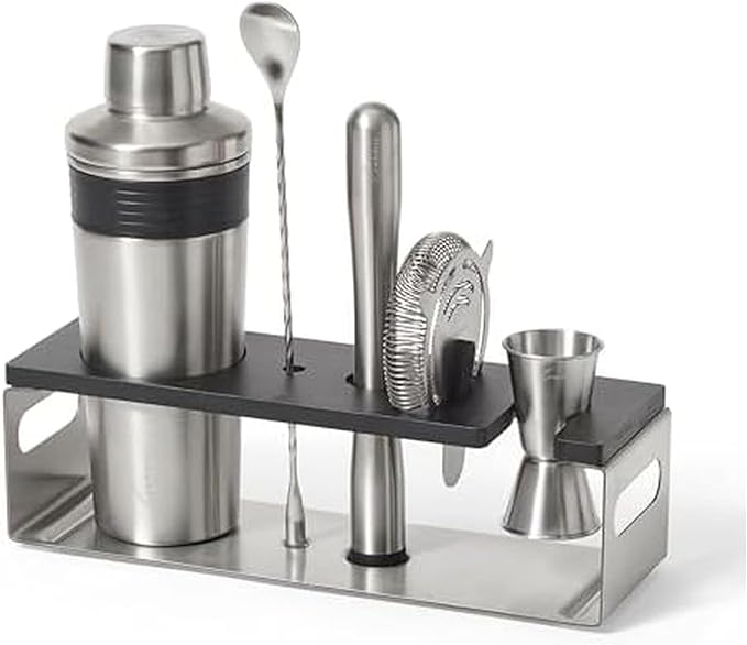 Rabbit Classic Bar Tool Set – 6-Piece Stainless Steel Cocktail Shaker & Barware Kit with Stand – Premium Home Bar Tools fo...
