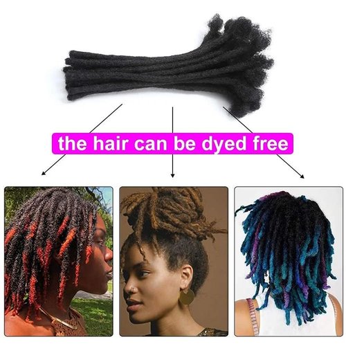 Dreads Extensions for Men Women Loc Extensions Human Hair Dreadlock Extensions 0.4 cm 14 Inch 30 Strands Handmade Permanent Locs Extension Natural Black Soft Locs Hair Extensions Can be Dyed Bleached