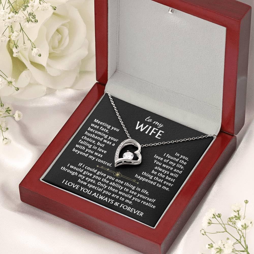 Momavo Jewelry To My Wife - the best thing that ever happened to me ,Forever Love Necklace , Gift For Wife, Gift for her, Romantic Gifts , Soulmate , Christmas Birthday Gift, Valentine Gift (Luxury Box w/ LED LIGHT, BEST THING - BLACK BG - 14k White Gold