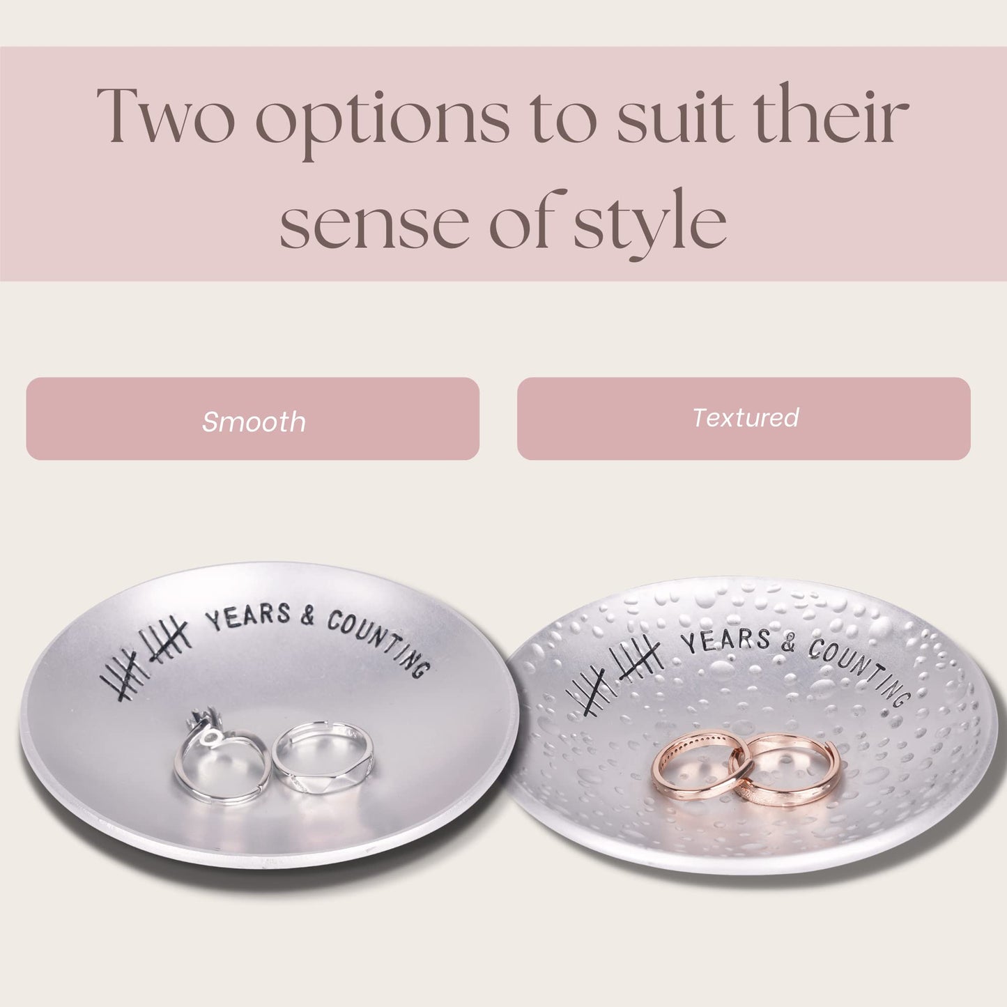 PureRejuva 10th Anniversary Tin Gifts – 4 In., Engraved, Aluminum Wedding Ring Holder Dish & Gift Box – 10 Year Wedding Gift for Him & 10 Year Anniversary for Her Smooth Style