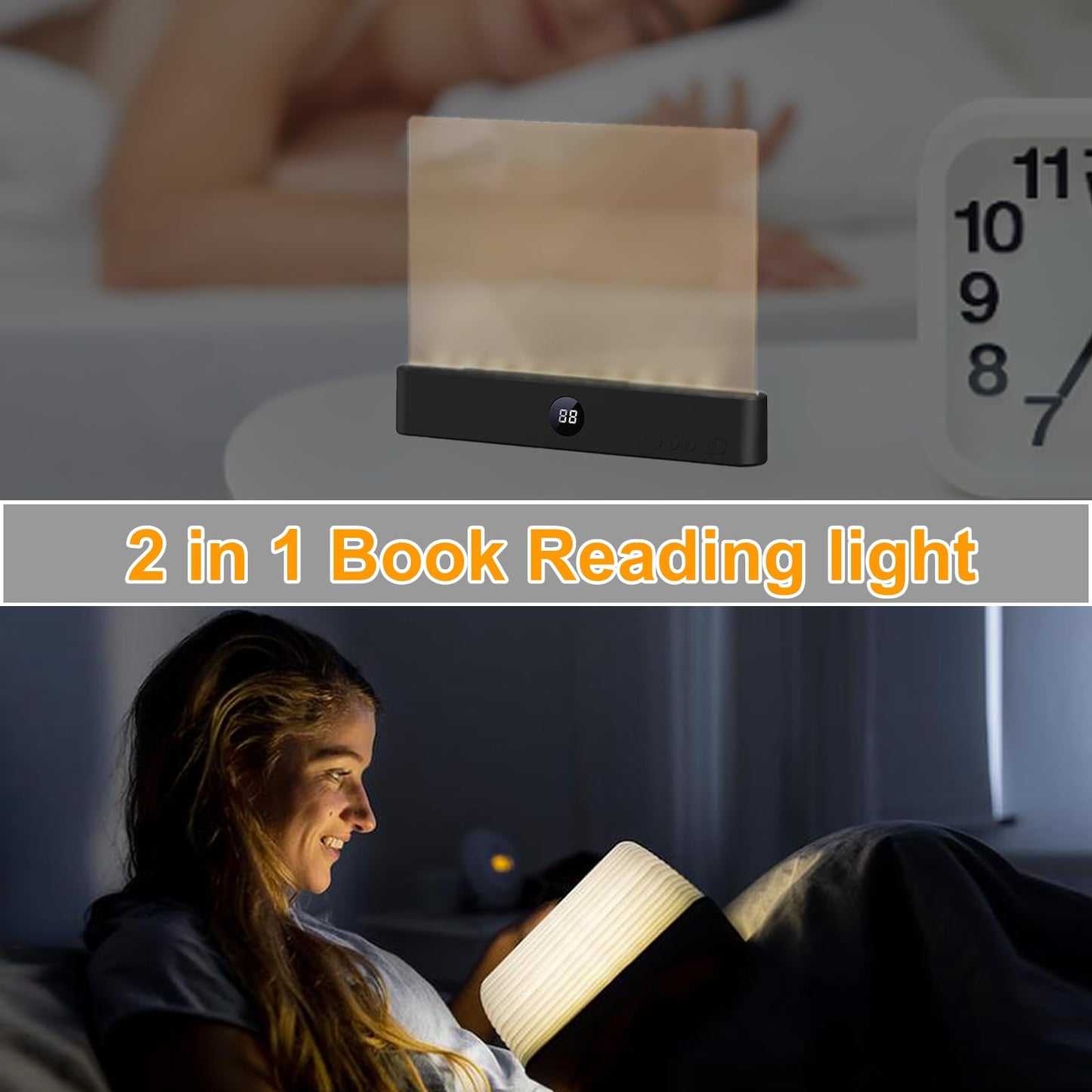 Book Light, Rechargeable Reading Lights for Books in Bed - Eye Caring 3 Color Temperatures, Stepless Dimming Brightness, Timer, Long Lasting, Portable Flat Book Light for Book Lovers (Black)