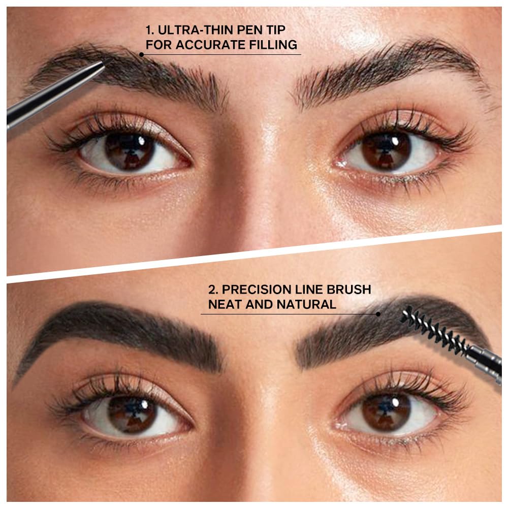 5 Pcs Dual-Sided Auto-rotate Ultra-Fine Tip Eye Brow Pencils Pack,Draws Tiny Brow Hairs, Defines, Fills Brows, Shapes, Contours,