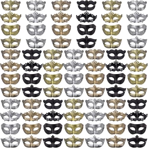 FEQO 80 Pieces Masquerade Masks Vintage Antique Venetian Masks for Men Women