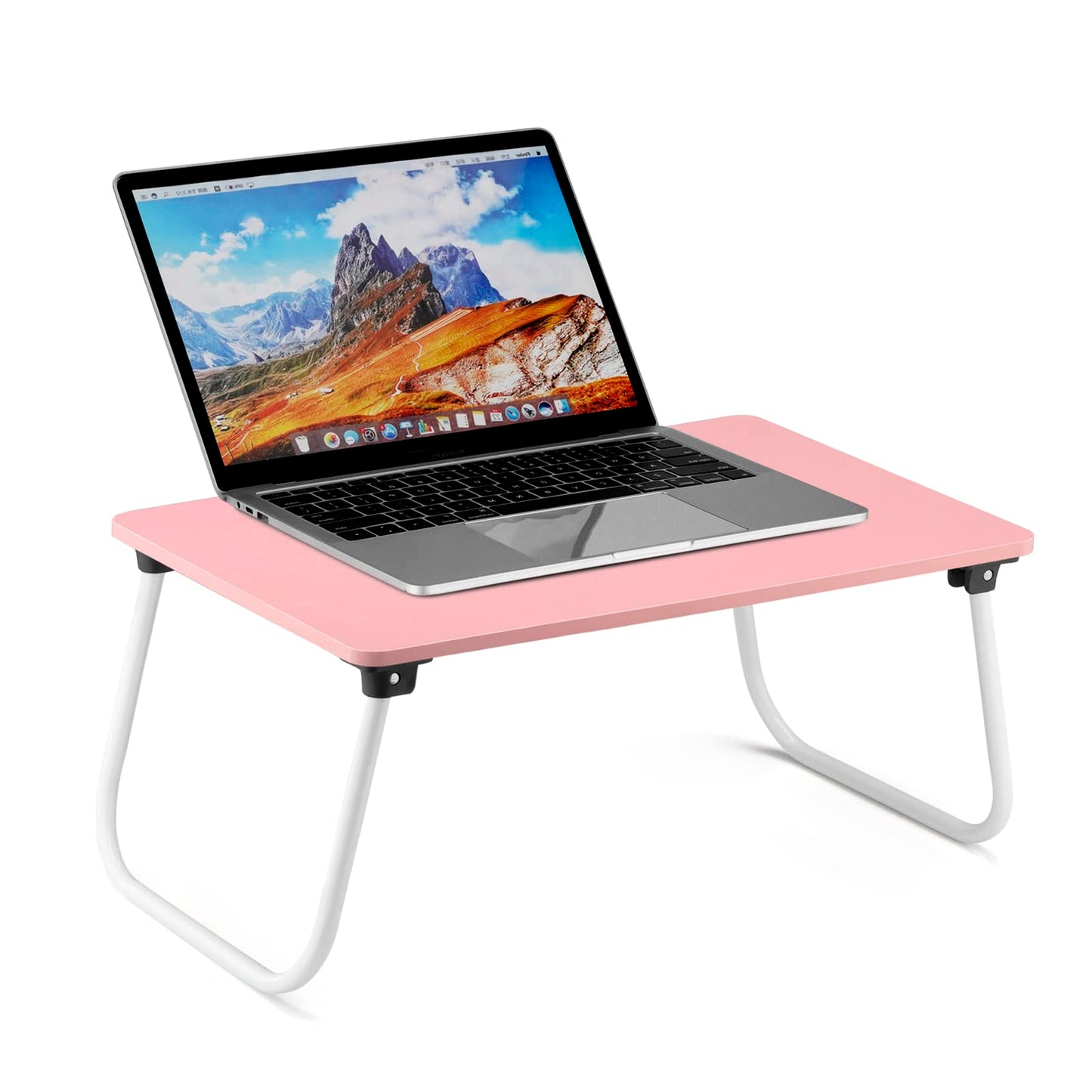 Ruxury Folding Lap Desk Laptop Stand Bed Desk Table Tray, Breakfast Serving Tray, Portable & Lightweight Mini Table for Sofa Couch Floor - - Pink