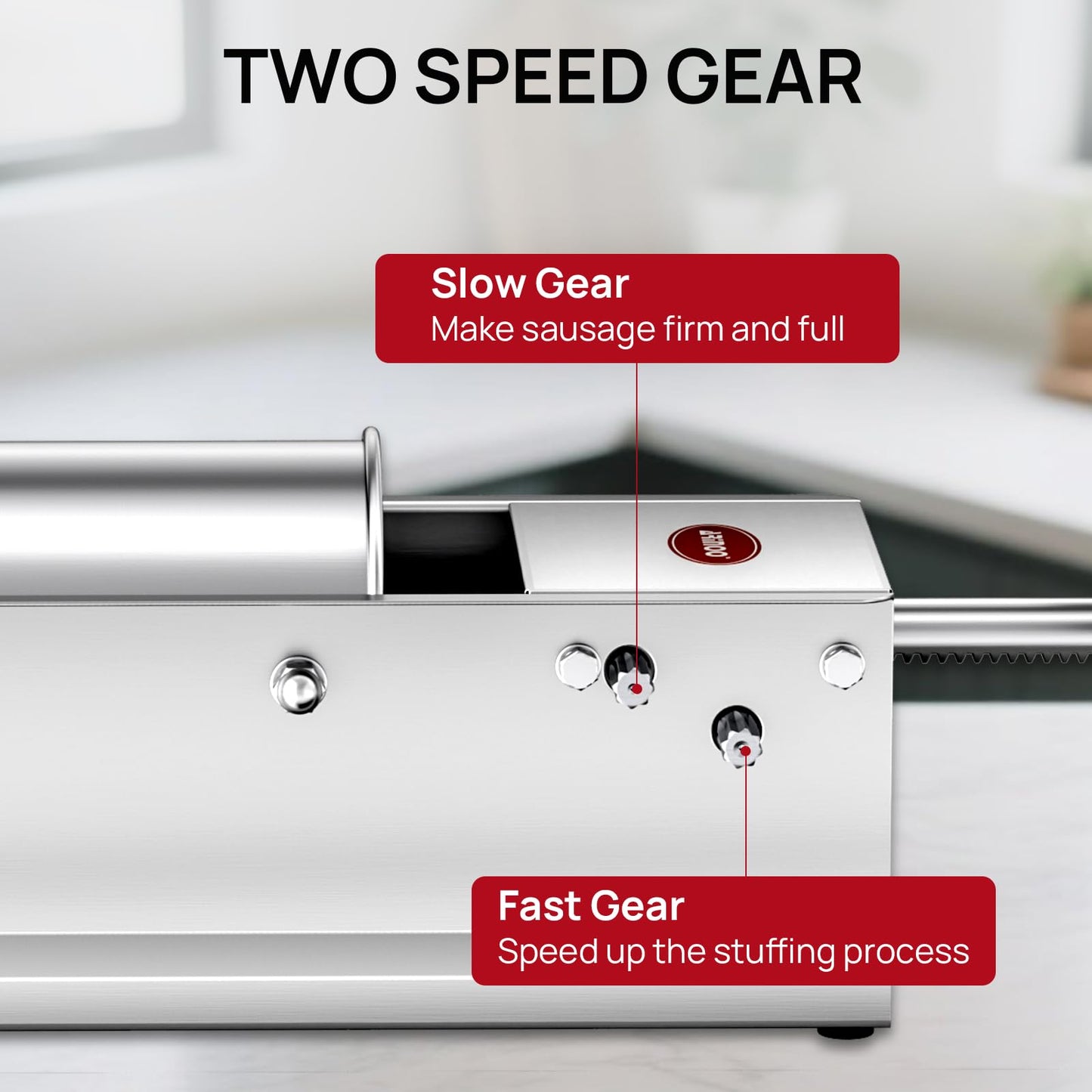 ARINOO Horizontal Sausage Stuffer 5L / 11LBS,Manual Sausage Stuffer Machine,Stainless Steel Dual-Speed Sausage Maker with 4 Stuffing Tubes for Home & Commercial Use