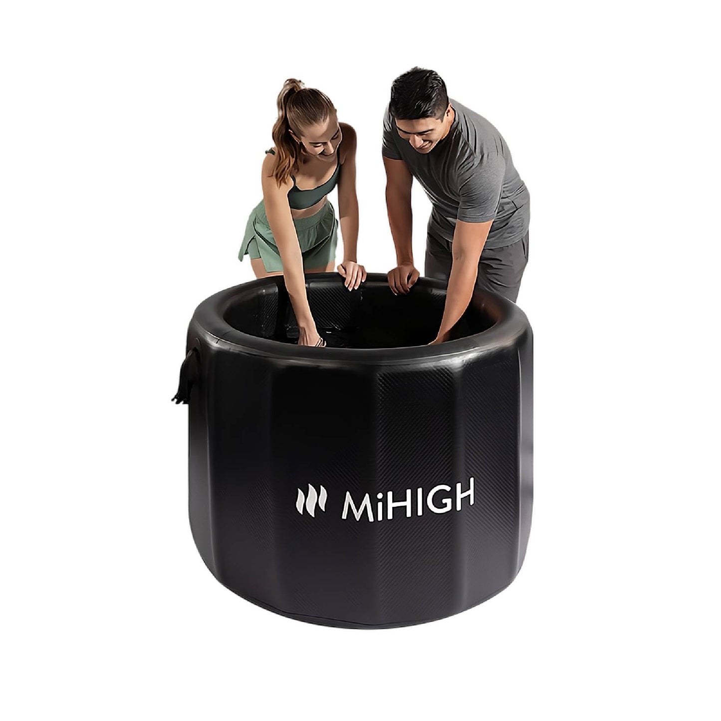 MiHIGH Cold Plunge Tub for Athletes – Freestanding Ice Bath for Recovery, Portable Insulated Double-Walled PVC Ice Barrel with Lid, 92 Gallons, Inflatable Plunge Pool for Indoor Outdoor Use, Black
