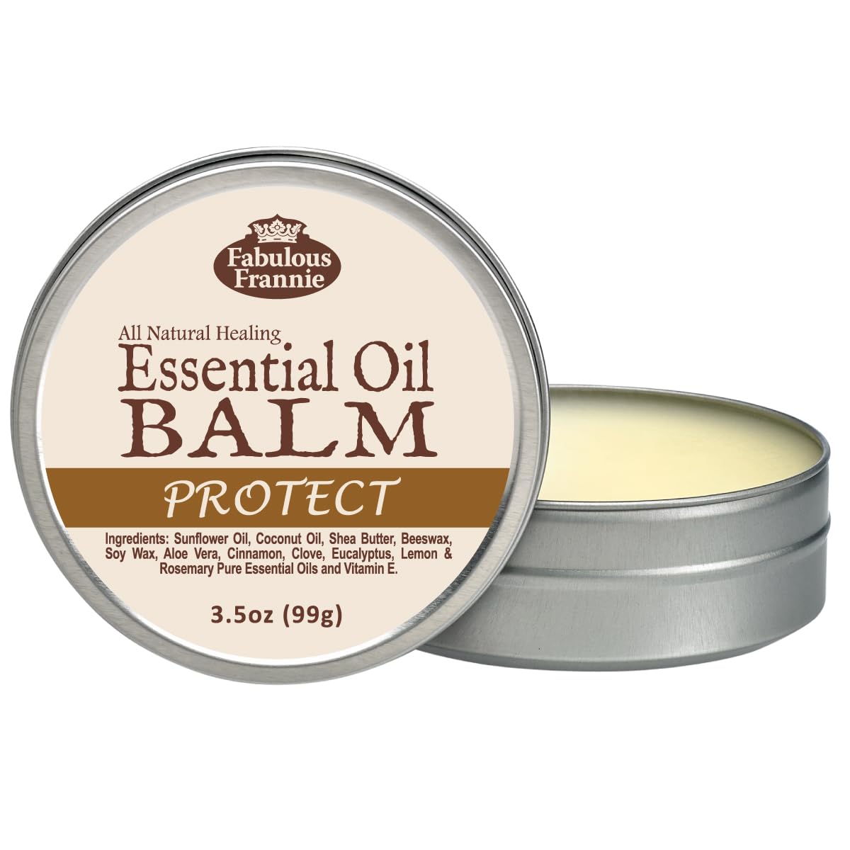 Fabulous Frannie Protect Healing Balm Made with Pure Essential Oils and Sunflower Oil, Coconut Oil, Shea Butter, Beeswax, Soy Wa