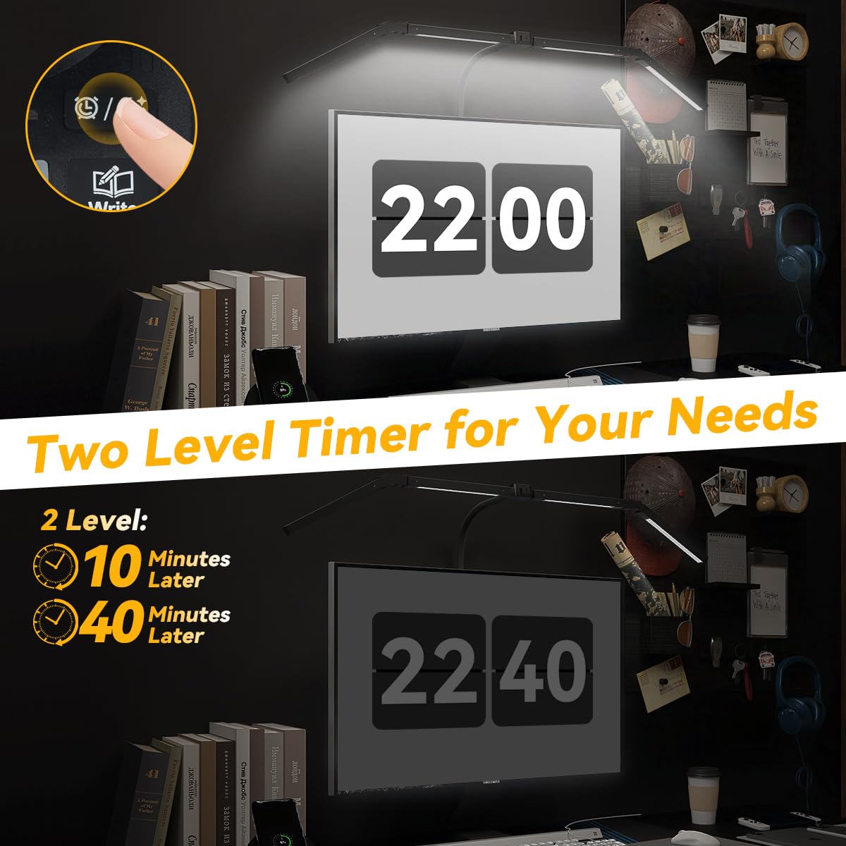 Adjustable LED Desk Lamp – Stepless Dimming & Color Temp Remote Control, Eye-Caring 4 Large Bright Light Souce for Home Office, Gooseneck, Clamp Base, 5 Lighting Modes for Reading, Computer, DIY