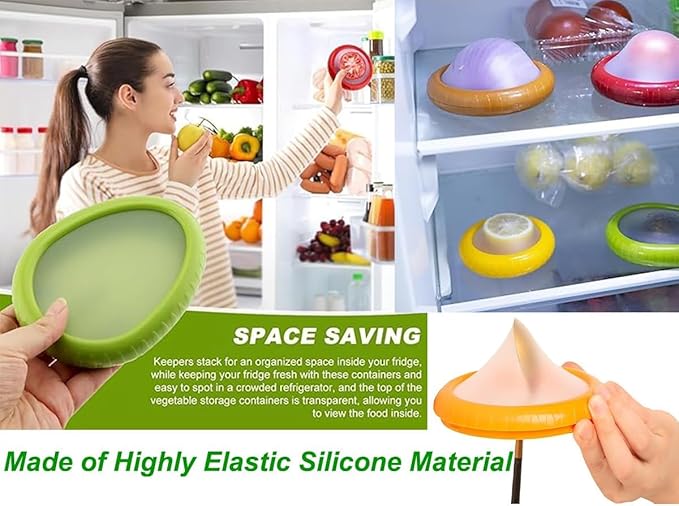 5 Pack Fruit Vegetable Storage Containers for Fridge, Berry Keeper Box Containers with Leak-proof Lids, Onion Saver, Tomato Saver, Lemon Saver, Avocado Saver, Keep Fresh Produce Saver Containers