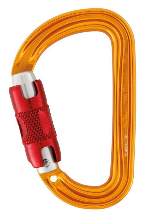 Petzl Sm'D Carabiner - Versatile, Lightweight, Compact, D-Shaped Locking Carabiner for Rock and Ice Climbing - Twist-Lock - 3-Pack