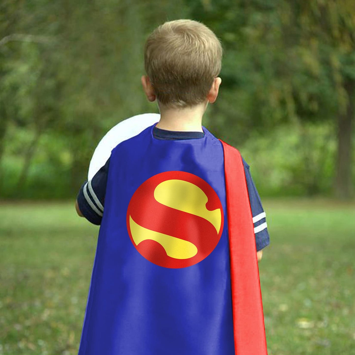 Mizzuco Dress Up Capes for Kids Superhero Cloak with Mask and Waistband Halloween Costumes and Party Dress up(Blue)