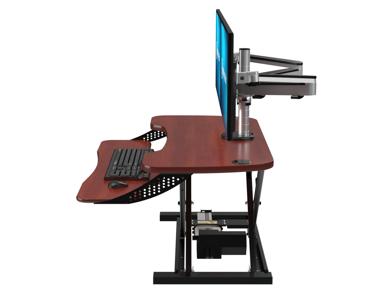 VERSADESK® PowerPro™ Elite 36” x 24" – App Controlled Electric Standing Desk Converter w/USB Charging Port. Raises up to 20”. Fully Assembled – Includes LED Lights. Supports 80 lbs. – Cherry