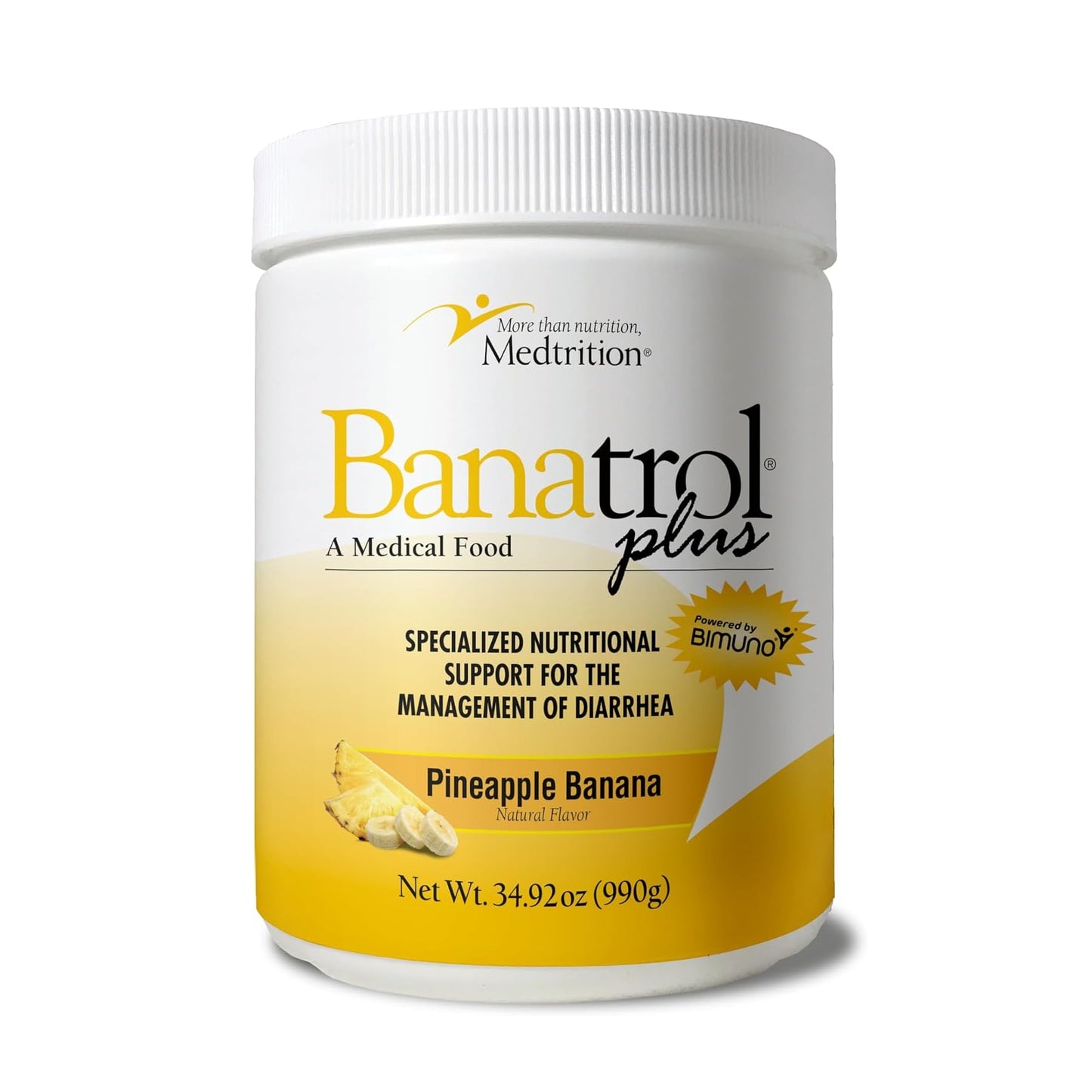 Medtrition Banatrol® Natural Anti-Diarrheal with Prebiotics, Relief from Chronic Diarrhea, IBS, Recurring Diarrhea, Clinically Supported Medical Food, Non-Constipating 90 Servings (Pineapple)