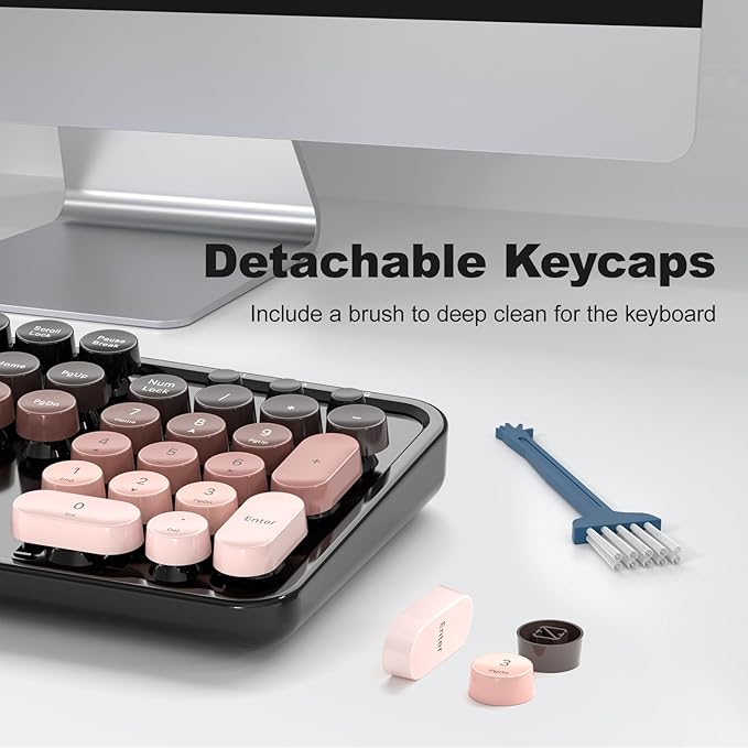 Wireless Keyboard and Mouse, Typewriter Full Size Keyboard with Number Pad and 2 in 1 USB Connected Mouse for Windows 7/8/10/11, Laptop, Desktop, PC, Computer