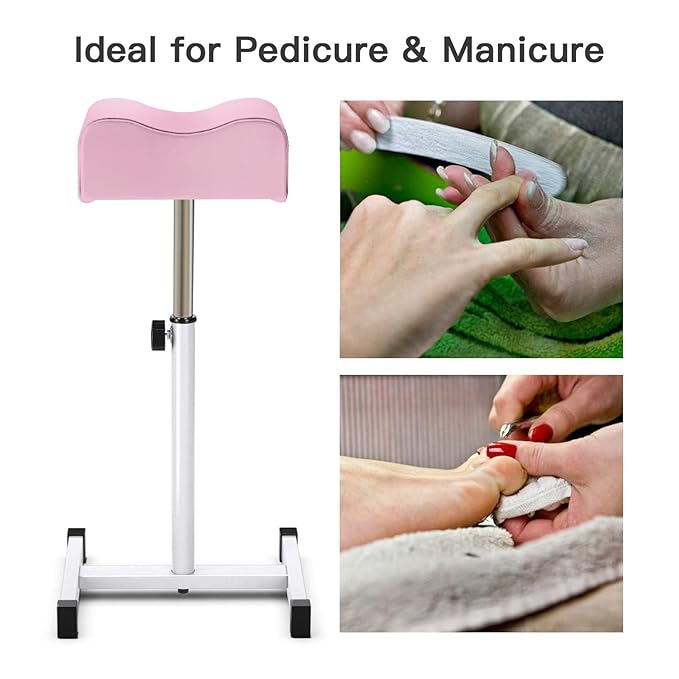Pedicure Foot Rest,Adjustable Height Pedicure Stool,Pedicure Stand for Home Salon,Tattoo,Nail Tech(Pink)