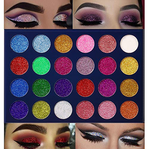 Aolailiya 24 Color Pressed Glitter Eyeshadow Palette - Mineral Ultra Shimmer Makeup Palette Eye Shadow Powder Long Lasting...