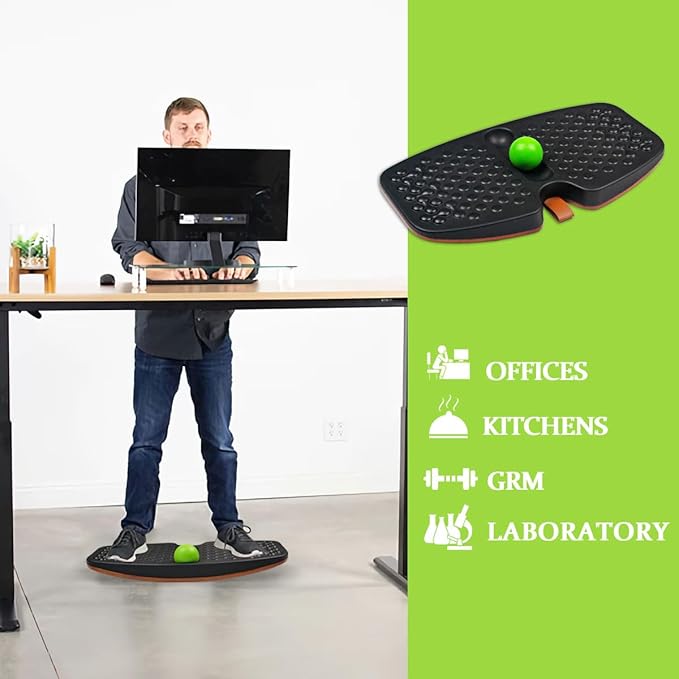Acdet Balance Board with Slidable Ball, Black Wooden Standing Desk Board for Standing Work, 23.5 x 24 x 12'', Office Work and Muscle Relaxation, Foot Massage Balance Board to Relieve Fatigue, Adult Use up to 300 lbs