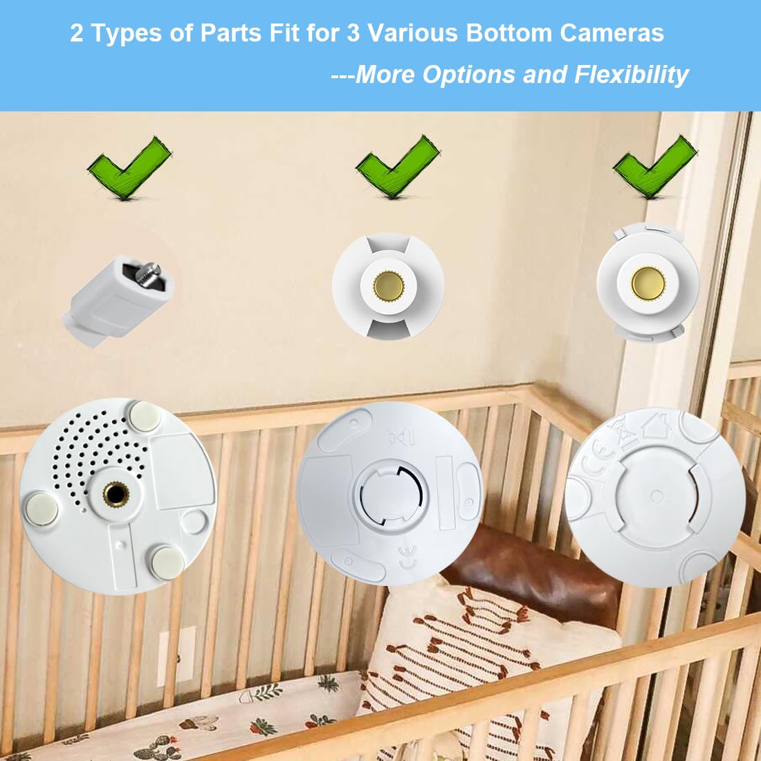 HelloBaby Baby Monitor Mount for HB6550/ Pro/ HB6560/ HB6240/ HB65/ HB6351/ HB6339/ HB66, 20 Inch Flexible Arm Bracket, Sturdy Camera Holder Attaches to Crib Cot Shelves, No Tools or Wall Damage