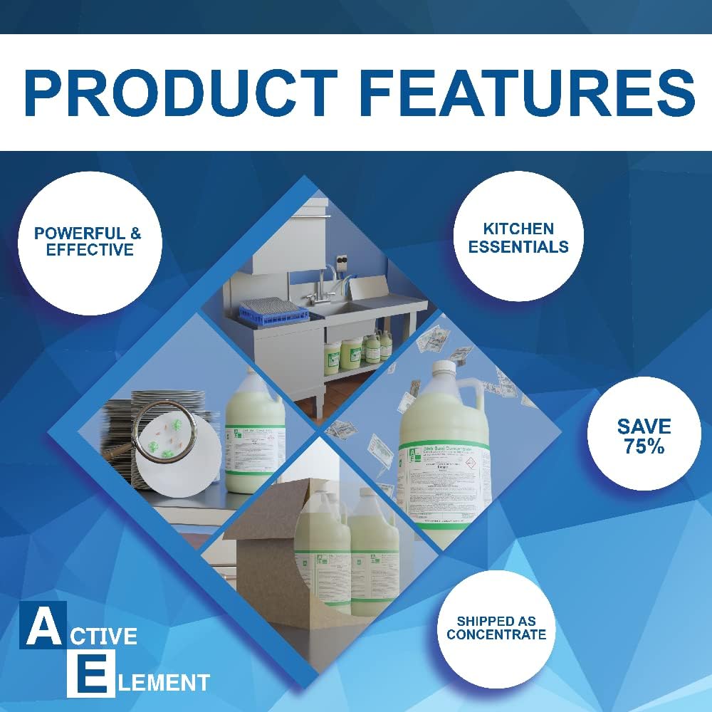 Dish Chlorine Concentrate - Food Contact Surfaces- Commercial Dishwasher - No Rinse - Food Service Kitchen - Multi-Use - Makes four 5-Gallon Pails (Diluted Further to 5,120 Gallons)
