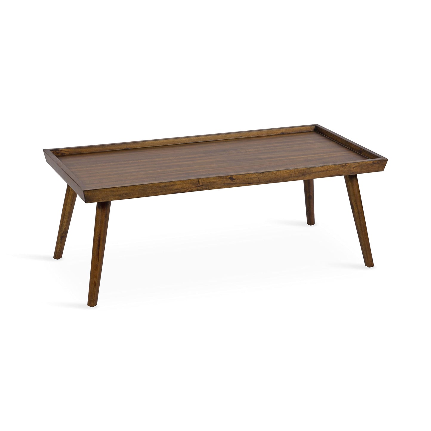 Kate and Laurel Eastmont Rectangle Wood Coffee Table; 46 x 22 x 17; Walnut Brown; Large Mid-Century Wooden Living Room Table with Stylish Tapered Legs and Adjustable Feet