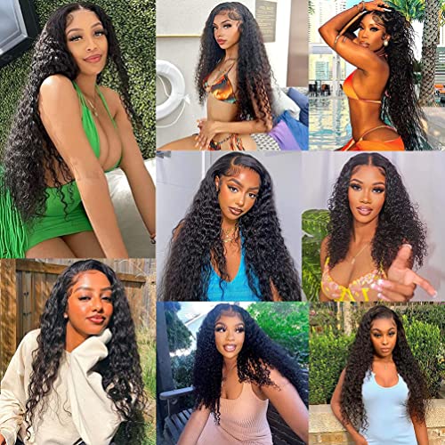 Brazilian Human Hair Deep Wave 3 Bundles 16 18 20 Human Hair 12A Grade 100% Unprocessed Virgin Remy Deep Curly Wave Extensions Weave Natural Black Color for Black Women