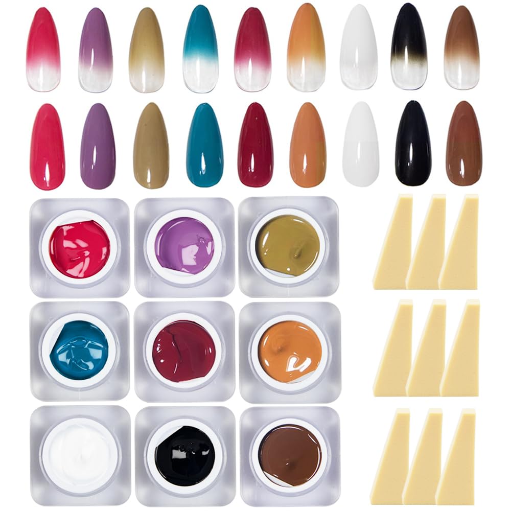 MOEPAK 9 Colors Pat Painting Gel Nail Polish Set Ombre Aura Nail Gel Paint for Nail Art Drawing No Wipe Nail Art Painting Gel fo