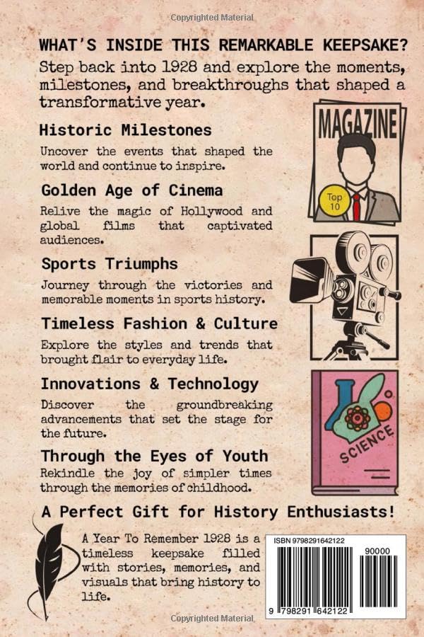 A Year To Remember 1928 History Book: A Nostalgic Tribute for the Radio Babies with Heartfelt Memories of 1928 – An Ideal Gift for Birthdays, Anniversaries, and Special Occasions