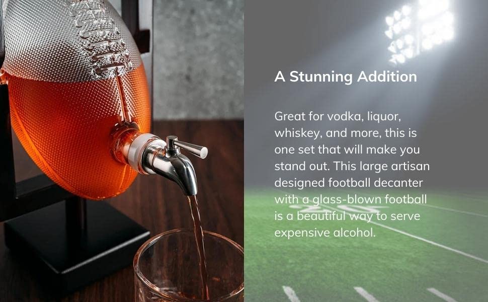 Football Gifts for Men Dad - Whiskey Decanter with Upright Field Goal Holder, Decanter Set & Glasses, Birthday Gift Ideas from Daughter Son, Retirement Bar Stuff Father, Him Brother, Bar