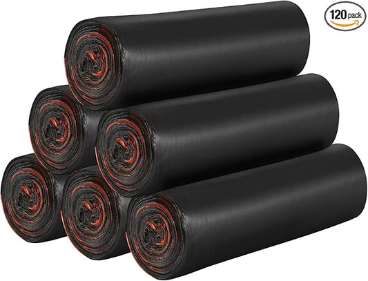 6Rolls Drawstring Small Trash Bags,4 Gallon Thicken Drawstring Small Garbage Bags for Kitchen,Bathroom,Bedroom,Home,Office Trash Cans，120 Counts (Black)