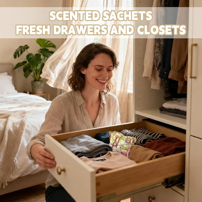 AUCUDA Christmas 4pcs Wine Scented Sachet Bags for Drawers and Closets Decorations, Potpourri Packets for Women Clothes Storage, Winter Holiday Fragrance Pillow for Bedroom Indoor, Air Fresheners.