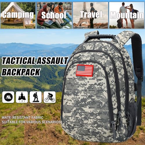 Qimailer Camo Backpack,Small Tactical Backpack for outdoor,Military Teen Boys Backpacks for School with USB Charging Port,40L