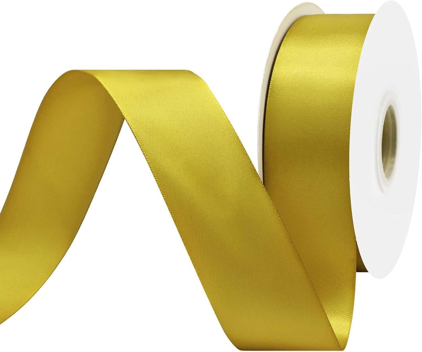 Gold Satin Ribbon 1-1/2" X 50 Yards Solid Color Double Faced Ribbons Perfect for Crafts Wedding Decor Bow Making Arts Sewing and More