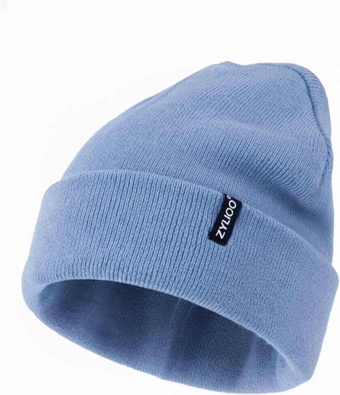 Zylioo Oversize Beanie Hats, XXL Big Size Ribbed Knit Cuffed Winter Hat for Cold Weather, Warm Skull Watch Cap