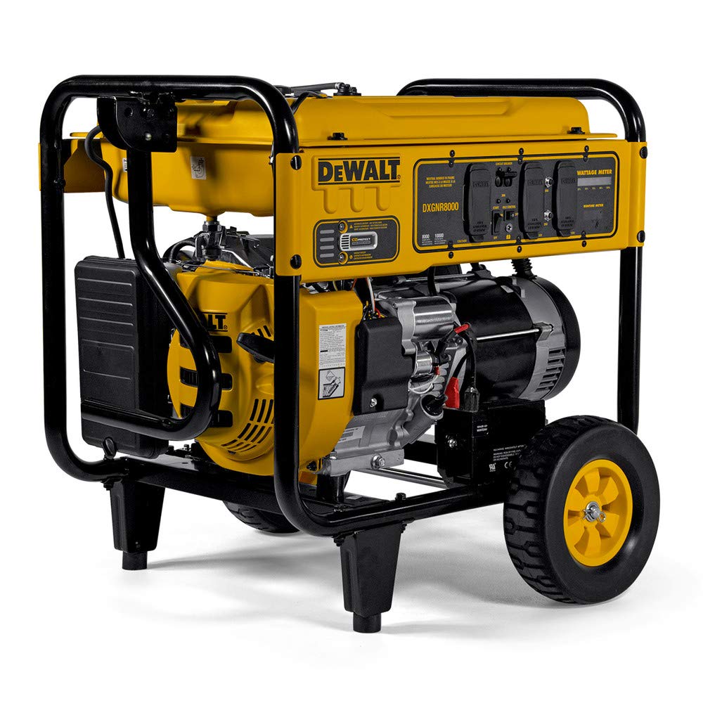 DeWalt 10,000 Starting Watt Portable Gas Generator, Electric Start with Battery, 420cc Engine, Smart Runtime Wattage Meters, CO Protect, Idle Control, Home Backup Emergency Jobsite Power, 49 State